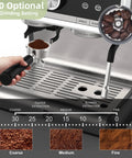 Professional Home Espresso Machine With Quick Grind Core And Rich Milk Frother, 20 Bar Pump For Pulling Tight Shots, 30 Grind Settings And Dual Cup Setup with coffee grinder setting.