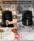 Comparison of air fryer on countertop showing benefit of Sliding Mat For Air Fryer AF141 AF101 FN101 With Smooth Glide Anti Slip Base