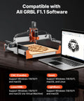 Slick Badass Desktop CNC Router Machine With 500W Spindle And Dual Linear Rails For Precision Wood And Acrylic Carving Projects Plus Three Axis Milling Engraver With Ball Screw Drive showing the engraving process on a wood panel.