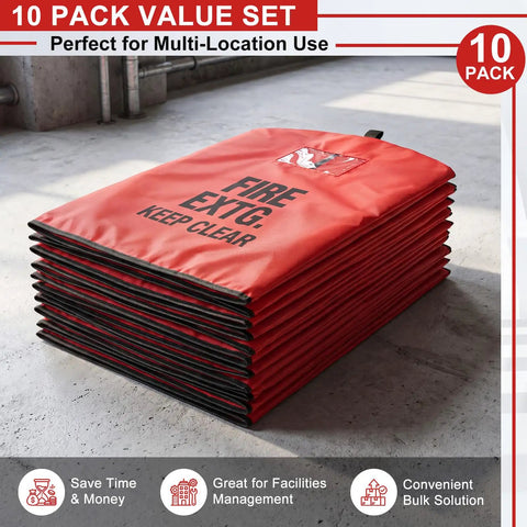 Heavy Duty Fire Extinguisher Covers Squad Pack For 10 To 20 Pound Tanks Snug No Slip Dustproof Shield Against Scuffs And Scratches Top Shelf Gear For Warehouse Commercial Outdoor Sites Workhorse Grade Bulk Sleeve Set