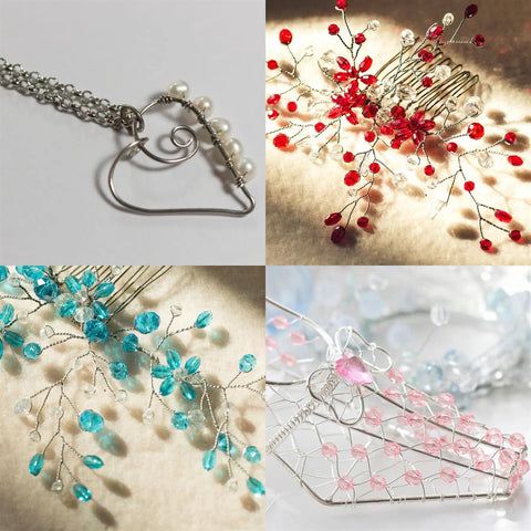 Various jewelry pieces made with 304 Stainless Steel Wire Pro Grade 16 Gauge Round, Tarnish Resistant 8 Yard Spool For Jewelry Making.