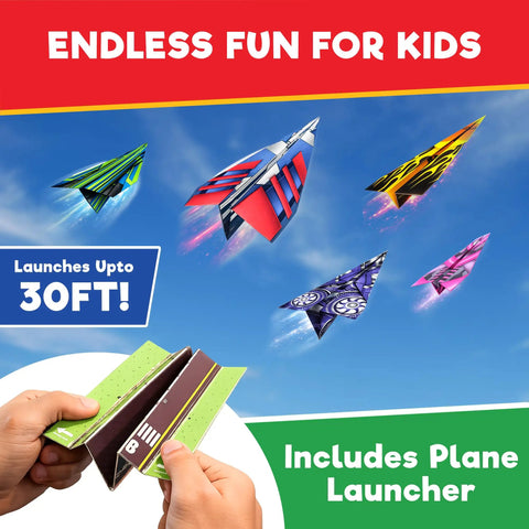 Ultimate Paper Airplane Craft Kit For Kids Ages 4 And Up With 120 Planes Across 10 Designs To Build Fly And Experiment While Learning Flight Science Through Hands On STEM Fun, paper planes with launcher