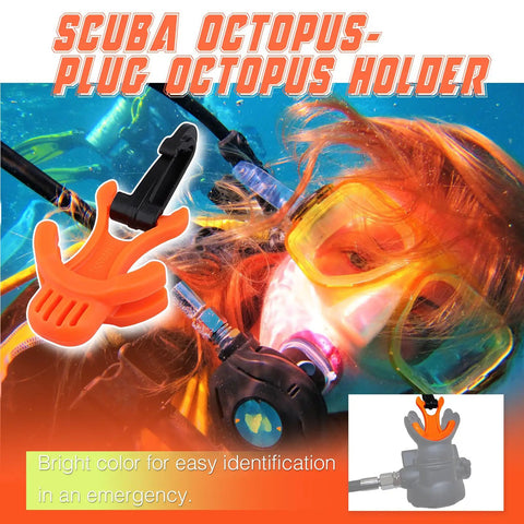 Scuba Octo Plug Two Pack Regulator Octopus Retainer Mouthpiece Holder With Black Clip shown in use underwater.