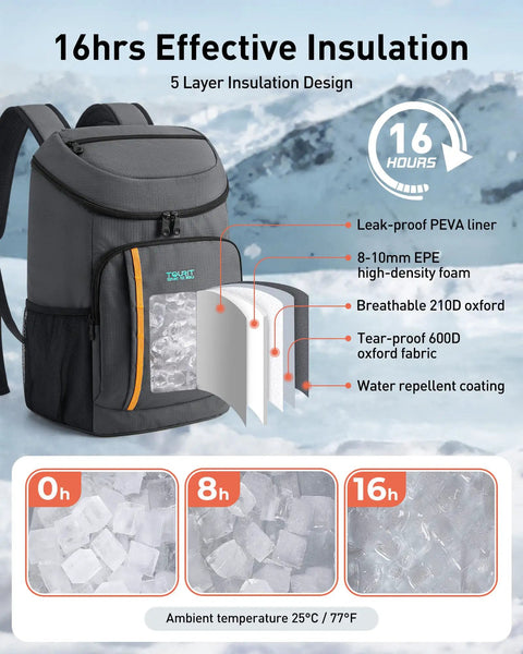 Cooler Backpack For 28 Cans Insulated Leak Proof Lightweight Grab And Go Cooler That Keeps Food Cold Or Hot For 16 Hours With Ice Packs design