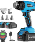 Cordless 20V Heat Gun Kit With Dual 4.0Ah Batteries, multiple nozzles, digital screen, and charger