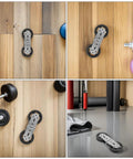 Double Pulley Swivel Wheel Set For Cable Machines 360 Degree Rotation Silent Bearing Roller For Home Gym Gear And Weight Lifting Attachments Durable High Strength Plastic 2 Pack, installed on wood floor