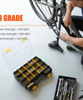 1075 Piece Metric Bolts And Nuts Assortment Kit Grade 8.8 M4 M5 M6 M8 M10 M12 Hex Head Yellow Zinc Bolts with organizer near bicycle repair