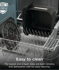 Game Changer 5 Quart Air Fryer With 5In1 Cook Functions For Insanely Crispy Results At 1750 Watts interior view showing easy to clean basket and crisper plate.