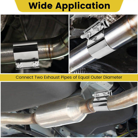 1.75 Inch Stainless Steel Exhaust Band Clamp For Butt Joint Piping No Weld Easy DIY Install on exhaust pipes