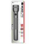 LED 3-Cell D Flashlight Gray For Outdoors And Emergency Prep, Gear-Ready, Heavy-Duty Aluminum Body in retail packaging displayed
