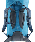 Rear view of Durascent 44 Plus 10L Alpine Backpack For Hiking And Mountaineering, showing straps and back system, wave ink color.