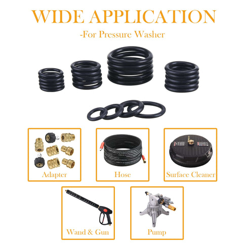 Universal Pressure Washer O Ring Kit, 100 Piece Replacement Rubber Seals for Pumps, Couplers, Adapters, Hoses, Guns, Nozzles and More
