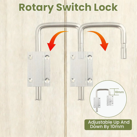 4 Inch Sliding Door Loop Lock With 90/180 Degree Install, U-Bolt Security Latch, rustproof zinc alloy, multi angle adjustment
