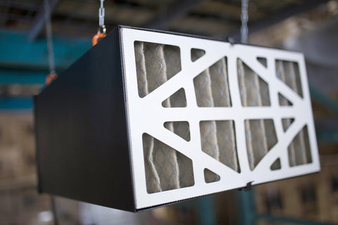 Remote Controlled Air Filtration System With Three Speed Settings And RF Remote Delivers Up To 400 CFM Includes 1 Micron Filter