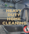 Oversized 10x12 Cleaning Wipes for all-purpose garage and auto cleanup, next to a kitchen sink with heavy-duty and gentle formula.