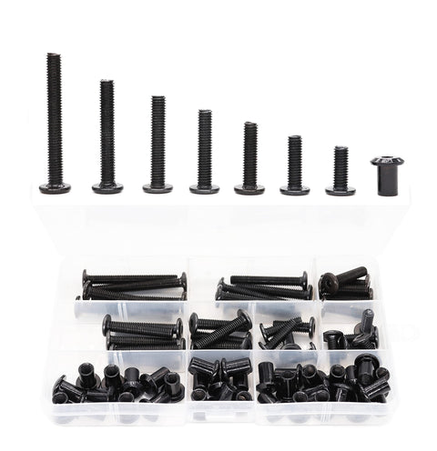 Go-To Black M6 Hex Drive Socket Cap Bolts Kit 35-Piece Allen Head Countersunk Heavy-Duty Furniture Fasteners Set With Nuts M6x15mm 20mm
