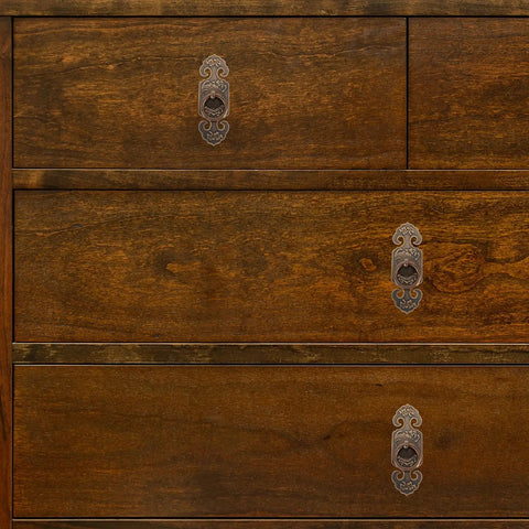 Antique Brass Door Pull Handles Set Old School Vintage Style Cabinet Drawer Wardrobe Hardware 10cm Solid Copper with screws shown on a wooden cabinet.