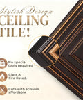 Close-up of PVC Ceiling Tile 2x2 Lay In Or Glue Up Covers 40 Sq Ft Antique Copper 10 Piece With Dope Tin Look, corner detail.