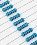 Blue metal film resistors from 1300 Piece Resistor Kit With 130 Values From One Ohm To Three Megohms One Percent Metal Film Fixed Resistors