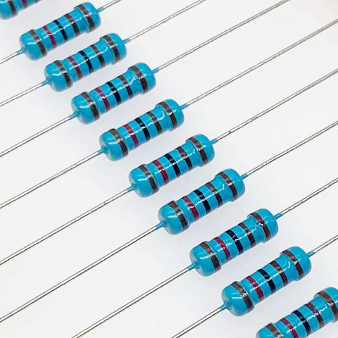 Blue metal film resistors from 1300 Piece Resistor Kit With 130 Values From One Ohm To Three Megohms One Percent Metal Film Fixed Resistors
