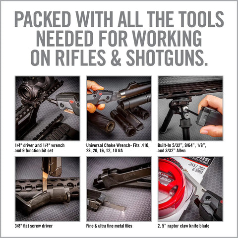 Image showcasing 30 In 1 Firearm Maintenance Multitool With Flat Phillips Torx Bits And Pin Punch, ideal for rifles and shotguns.