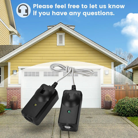 Garage Door Safety Sensor Replacement Kit 41A5034 For Openers Manufactured After 1997 shown in front of a yellow house.