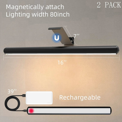 2 Pack Wireless Picture Lights With Remote Battery Operated 16.5 Inch Dimmable Timer Full Metal Magnetic Display Light for Art