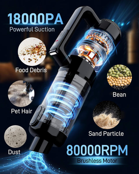 Powerful Cordless Handheld Vacuum Cleaner With 18000Pa Suction Two In One Car And Home Portable Vacuum Featuring Brushless Motor