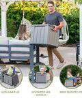 Versatile Outdoor Storage Cube Deck Box Doubles As Cozy Bench Seat And 25 Gallon Capacity Weather Resistant patio organizer in use.