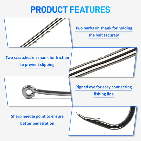 150 PCS J Hooks With Baitholder Long Shank, Durable✓