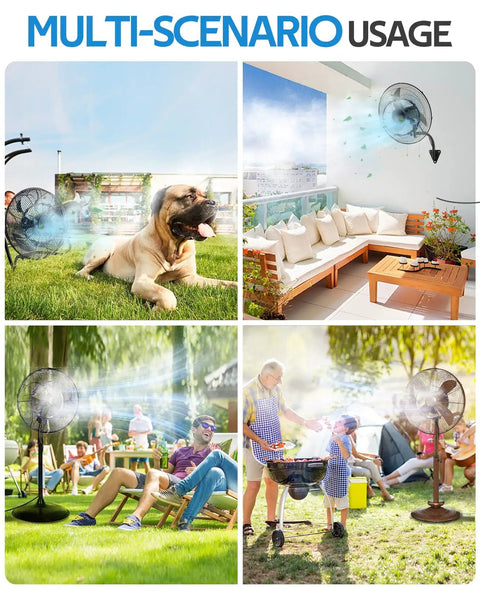 Outdoor Misting Fan Kit For Patio And Backyard Cooling With A 16.4 Foot Misting Line Five Brass Nozzles And Three Quarter Inch Brass Adapter Easily Attaches To Your Fan For Poolside Relaxation And Summer Chill in various outdoor settings.