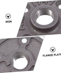 Close-up of 4 Pack Malleable Cast Iron Floor Flange Pipe Fittings for DIY Industrial Shelving and Vintage Furniture Decor