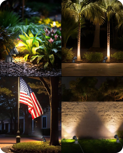 Outdoor LED Spotlight With Dusk To Dawn Sensor, 120V 12W 4000K lighting yard, paths, tree, flag, wall, IP65 waterproof landscape
