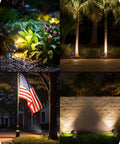Outdoor Spotlight Kit 2 Pack Dusk To Dawn 120V 12W 4000K 1150LM 180 Degree Rotatable IP65 Waterproof LED Landscape Lighting in garden at night