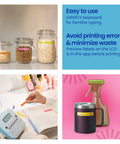Legit Desktop Label Printer For Dorm Room And Shop Setups Game Changer Organization Hack With Vibrant Color Tape Rolls in use, labeling jars and items.