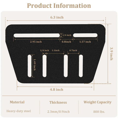 Heavy Duty Bed Frame Connector Plates Secure Headboard Tough No Sweat Assembly Screw Mount Brackets 6.3 x 3.9 inch steel hardware.