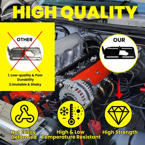 Premium Grade Rock Solid Slotted LS Swap Motor Mounts For Custom Tilt And Clearance Fixes Works With Manual Or Auto Transmissions Quick Shop Install Beat Fitment Bull showcased in an engine bay showing high quality and strength.