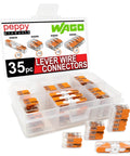 Lever Nut Wire Connector Set 221 Series 35pc Compact Splicing Kit With Case Includes 221-2401, connectors in case