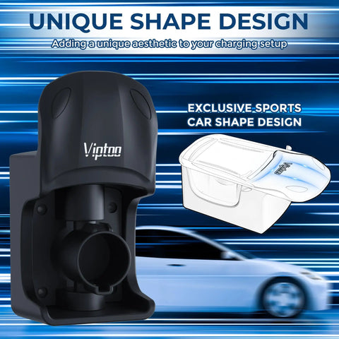 Badass J1772 Electric Vehicle Charger Holder Wall Mount With Five Notch Adjustable Design, unique sports car shape.