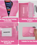 Extra Large Move Bags Set With Zippers And Carrying Handles Heavy Duty Storage Tote With Backpack Straps in pink, open with folded clothes