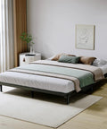 Queen Size 2 Inch Low Profile Bunkie Board With Reinforced Steel Slats And Durable Fabric Cover For Memory Foam Or Innerspring Mattresses Hella Sturdy No Fuss Setup Bedroom Glow Up in modern bedroom setting.