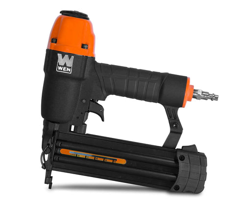Heavy Duty Workhorse 18 Gauge Pneumatic Brad Nailer And Quarter Inch Crown Stapler Combo featuring black grip and orange accents.