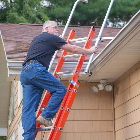 Extension Ladder Standoff Stabilizer Featuring Walk Through Safety Rails For Legit Fall Protection And Hella Smooth Footing On Uneven Sides Or Nasty Rooftop Edges