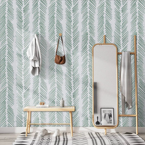 Green Stripe Peel And Stick Wallpaper Self Adhesive Removable Contact Paper For Shelves Drawers And Cabinets DIY Friendly Install