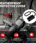 Beefy 175A Quick Connect Battery Plug And Play Kit with weatherproof cover, visible on trailer with red connector, outdoor use.