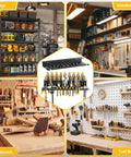 Heavy Duty Metal Screwdriver Organizer Wall Mount With 43 Holes Pliers And Small Tool Holder Rack in various workshop settings