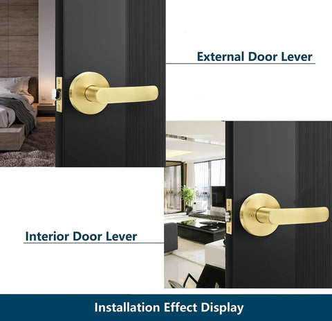 Three Pack Passage Door Handles Light Satin Brass Interior Door Levers For Hallways And Closets No Locking Gold Door Knobs