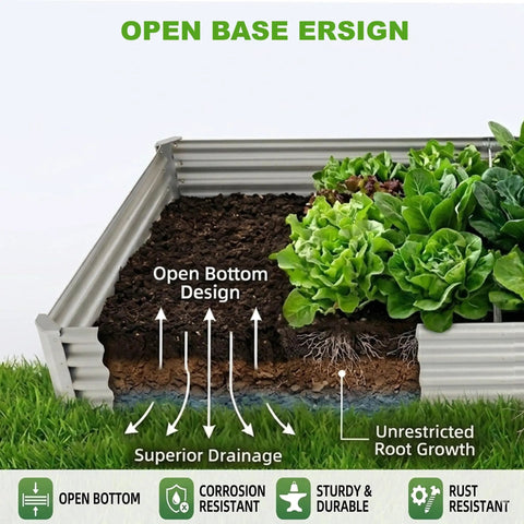 Two Pack 8x4x1ft Raised Garden Bed Kit Galvanized Metal Planter Boxes For Outdoors Ideal For Vegetables Flowers And Herbs