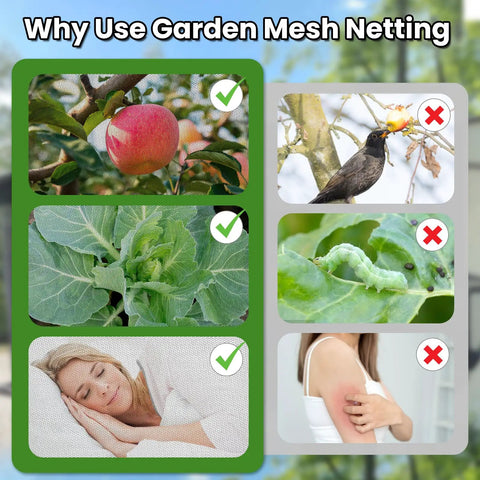 Comparison chart showing benefits of 39 Ft Mosquito Netting For Patio And Backyard Garden over pests and allergens.
