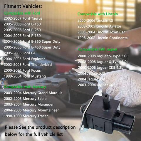 FPS7 Fuel Injection Pressure Regulator Sensor Plug N Play Direct Fit For Ford F Series And Ford E Series Trucks SUVs Lincoln Town Car And Jaguar Cars Built For 4.6L 3.0L And 3.9L Engines Replacement Part, black plastic sensor close-up